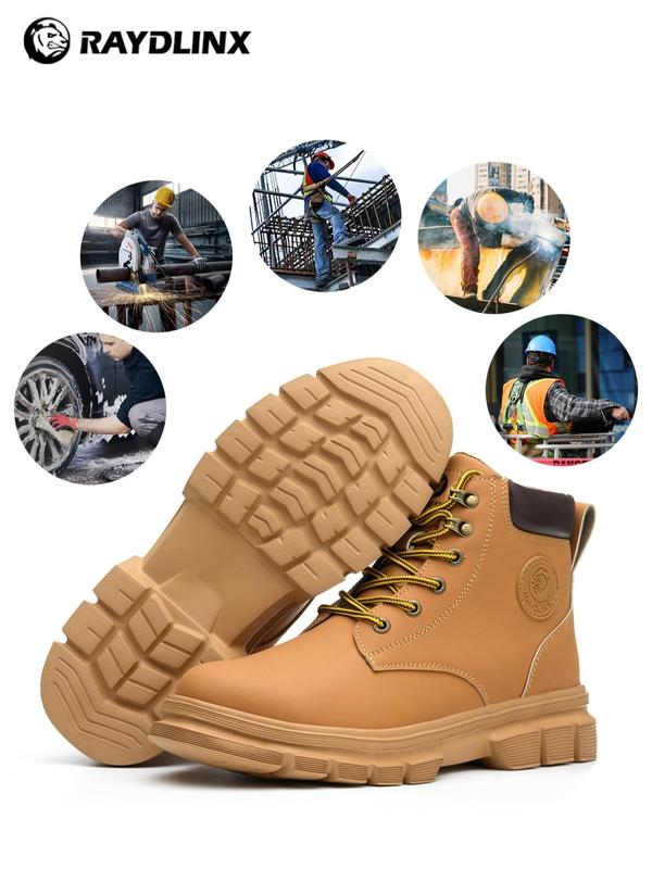 Men's Anti-smash & Anti-puncture Work Shoes, Casual Comfortable Steel Toe Shoes, Breathable High Top Safety Shoes, Fashionable Anti-slip Shoes for Daily Wear