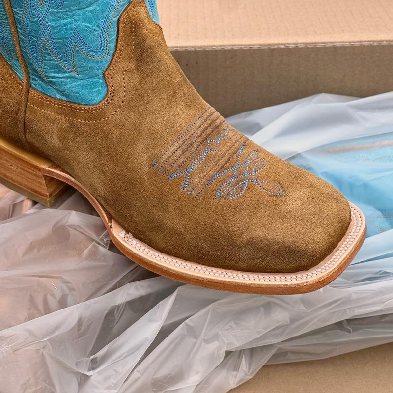 MENS HONEY ROUGHOUT WITH TURQUOISE UPPER