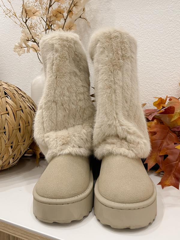 COZY PLUSH FOLDOVER PLATFORM BOOTS