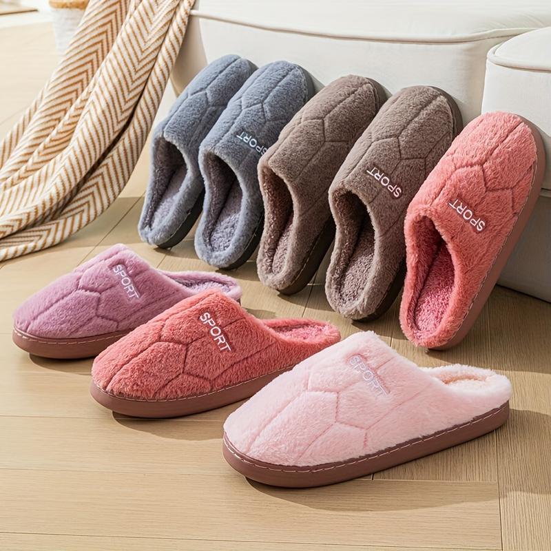 Women's Plush House Slippers, Cozy & Warm Closed Toe Shoes, Indoor Bedroom Fuzzy Slippers,Comfortable Indoor Memory Foam Home Slippers for Women Men