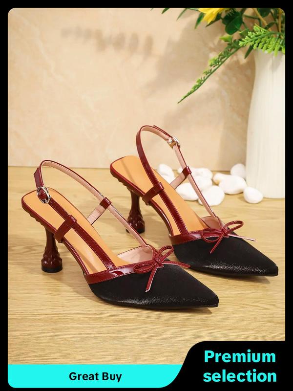 2024 Trendy Bowknot Design Stiletto Heels for Women, Girl Elegant Birthday Heels Footwear, Women's Shoes, Pointed Toe Summer Sandals with Heels, Comfort Slingback Shoes,  Birthday Gifts