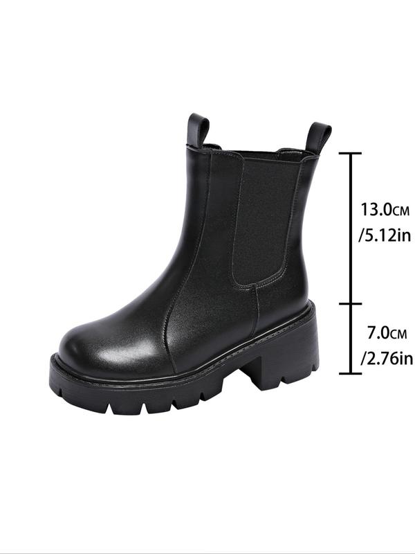 Women's Fashionable Solid Color Chelsea Boots, Casual Comfortable Round Toe Boots for Daily Wear, Female All-match Trendy Shoes for Fall & Winter