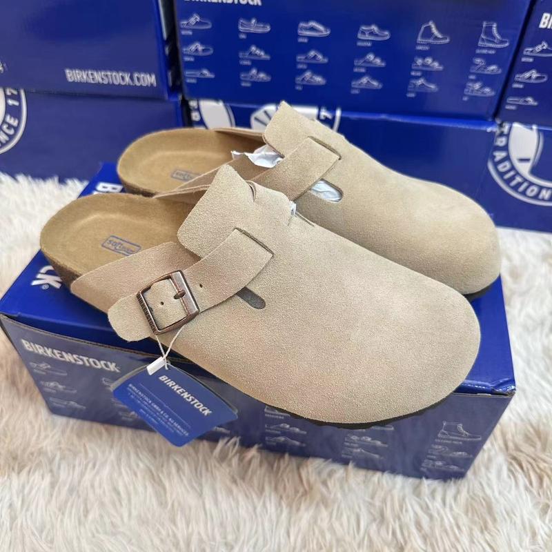 BIRKENSTOCK Genuine Leather Cork Sole Clogs for Couples - Stylish Open-Toe Sandals for Everyday Wear