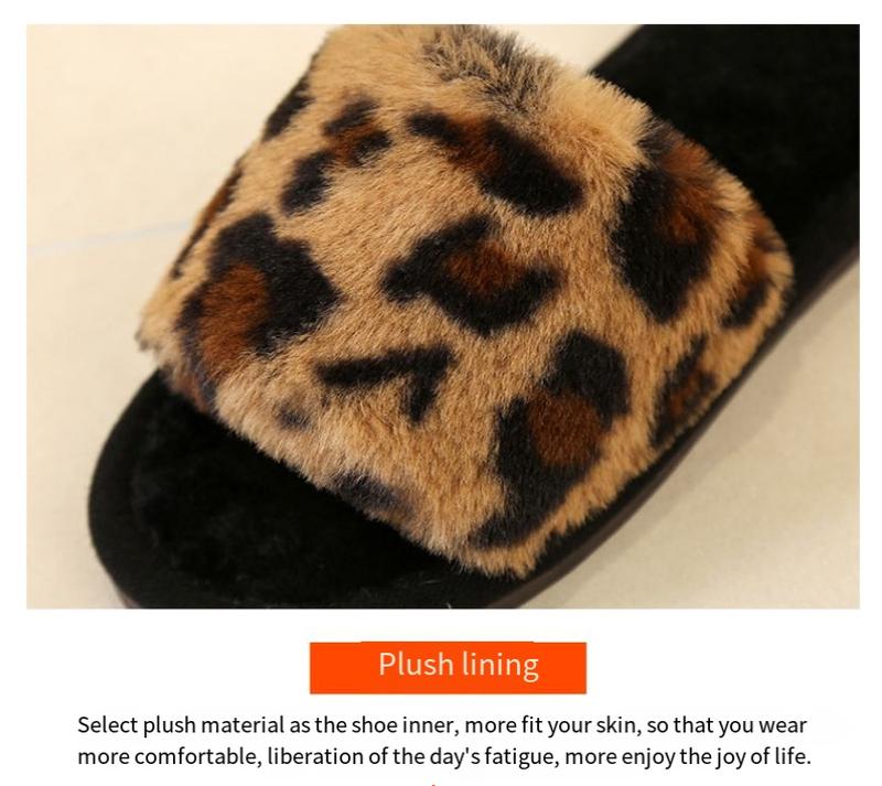 1 Pair Women's Trendy Street Style Leopard Bedroom Slippers, Simple Style House Slippers With Open Toe Design, Casual Trendy Fluffy Fuzzy Slippers for Indoor for Fall & Winter, Black Friday Deal