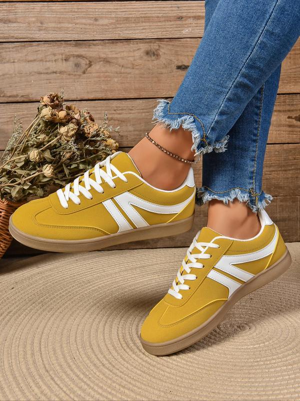 Women's Fashionable Lace Up Low Top Sneakers, Casual Comfortable Breathable Sports Shoes, Female All-match Round Toe Shoes for Daily Wear