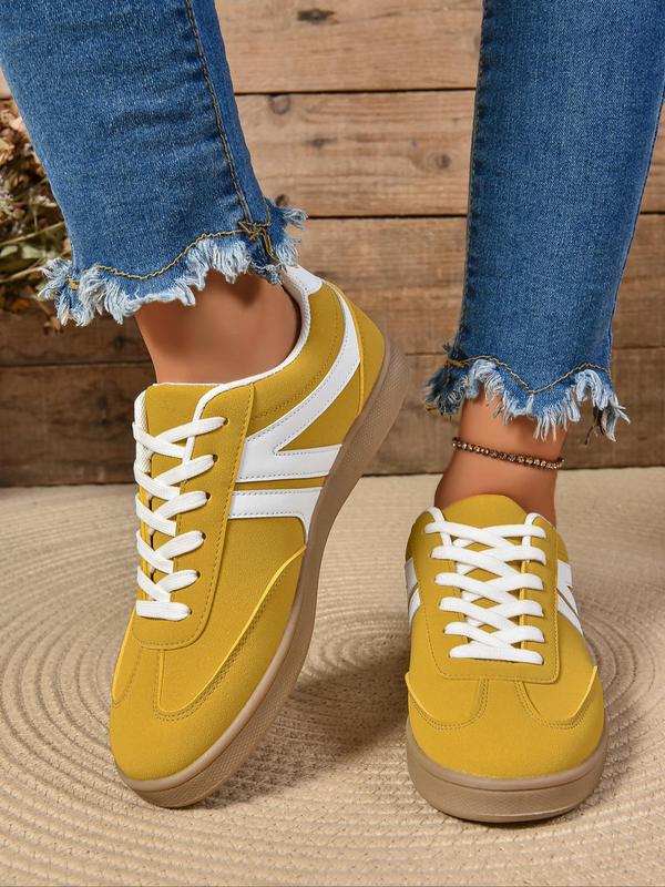 Women's Fashionable Lace Up Low Top Sneakers, Casual Comfortable Breathable Sports Shoes, Female All-match Round Toe Shoes for Daily Wear