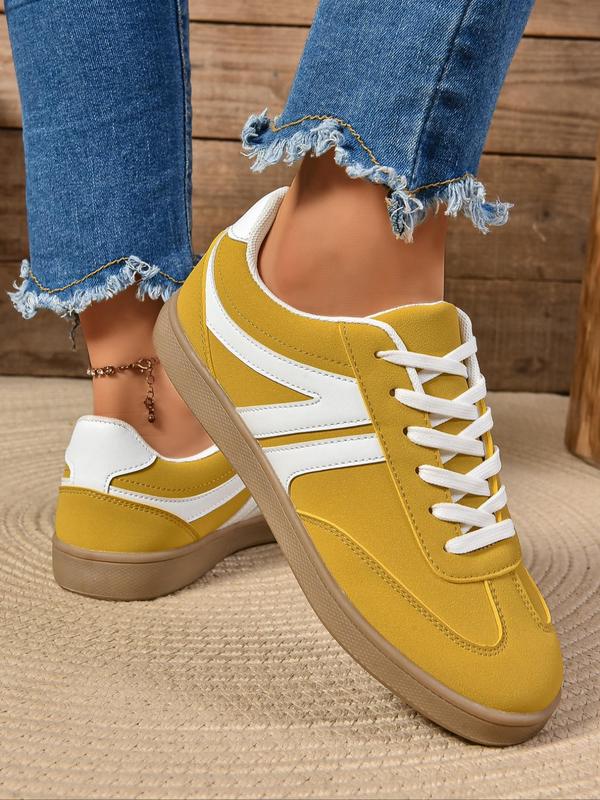 Women's Fashionable Lace Up Low Top Sneakers, Casual Comfortable Breathable Sports Shoes, Female All-match Round Toe Shoes for Daily Wear