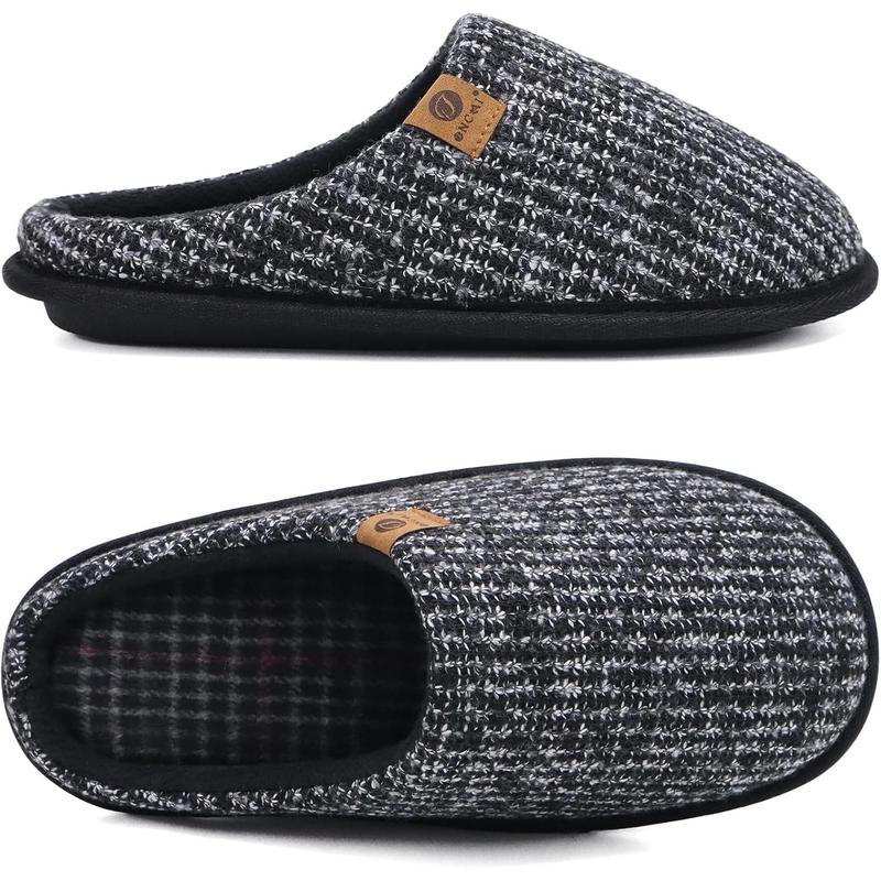 Mens Cozy Memory Foam Scuff Slippers Slip On Warm House Shoes Indoor Outdoor With Best Arch Support Size 7-15