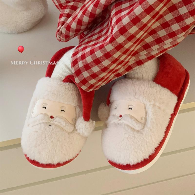 XIXITIAO Cute Fuzzy Christmas Santa Claus Slipper for Women Men,Cartoon Bedroom Footwear, Winter Warm Indoor Outdoor Slide, Comfort Walking Shoes Girl