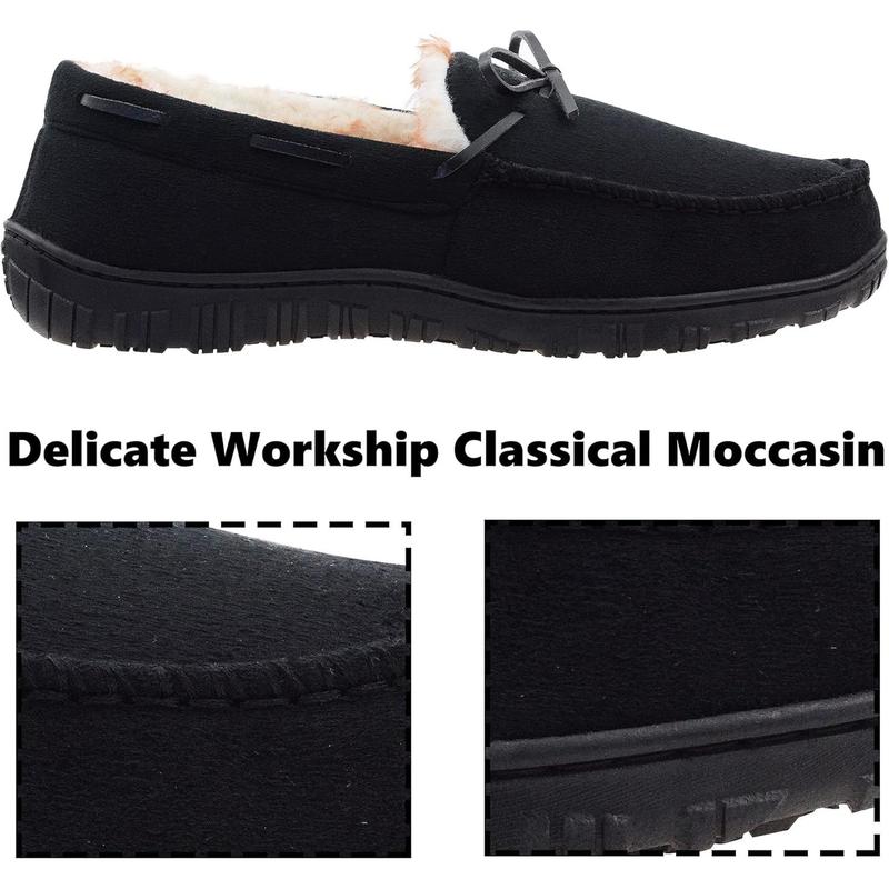 Mens Slippers Moccasins with Plush Lined Cozy House Bedroom Shoes for Men