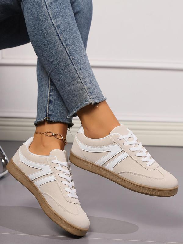 Women's Fashionable Lace Up Low Top Sneakers, Casual Comfortable Breathable Sports Shoes, Female All-match Round Toe Shoes for Daily Wear