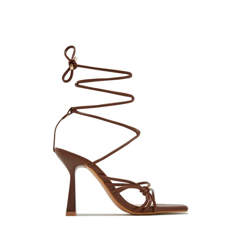 Aileen Lace Up Heels - Brown