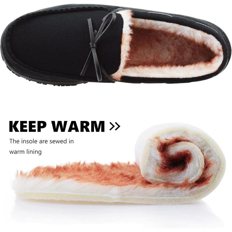 Mens Slippers Moccasins with Plush Lined Cozy House Bedroom Shoes for Men