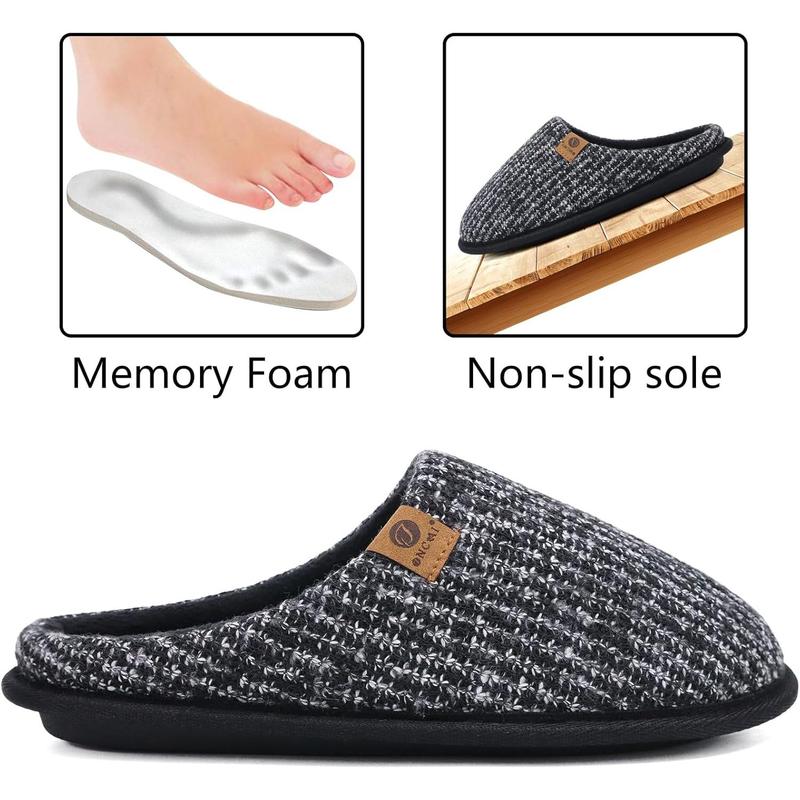 Mens Cozy Memory Foam Scuff Slippers Slip On Warm House Shoes Indoor Outdoor With Best Arch Support Size 7-15