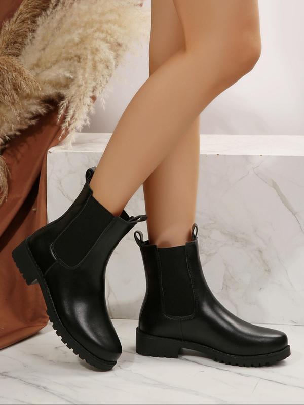 Women's Fashionable Solid Color Chelsea Boots, Casual Comfortable Round Toe Boots for Daily Wear, Female All-match Trendy Shoes for Fall & Winter