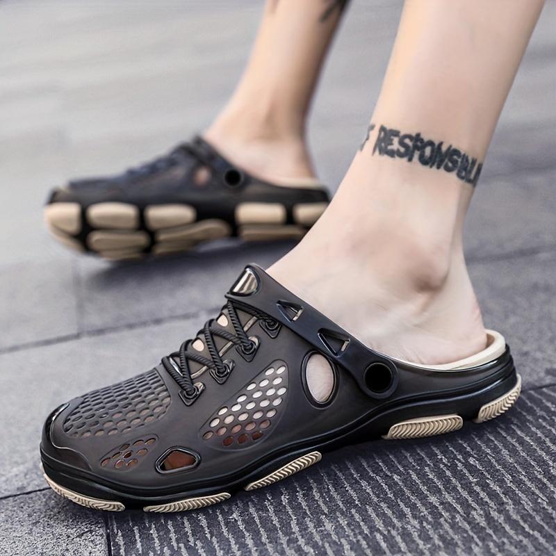 Men's Comfy Clogs - Breathable, Non-Slip, Durable Rubber Sole, Trendy Hollow Out Design, Perfect for Summer Indoor and Outdoor Activities Boy Shoe