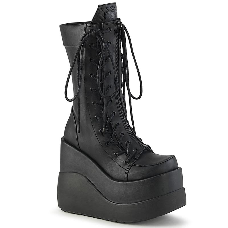 Demonia Void-118 Black Vegan Leather-Patent Ankle Boots