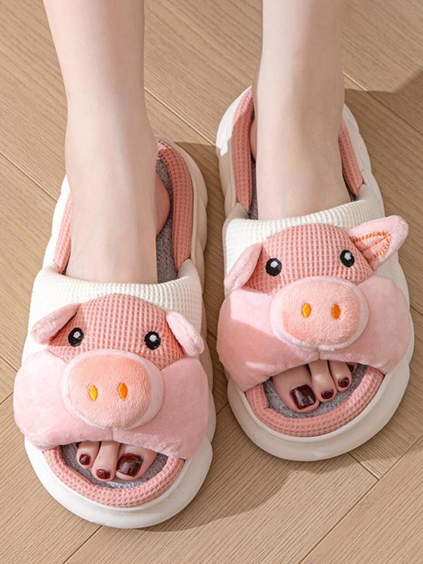 2024 New Trendy Cute Cartoon Animal Design Slippers, Matching Non-slip Soft Comfortable Bedroom Slide Slippers for Cozy Corner, Casual Kawaii Basic Slippers for Fall & Winter Footwear for Girl