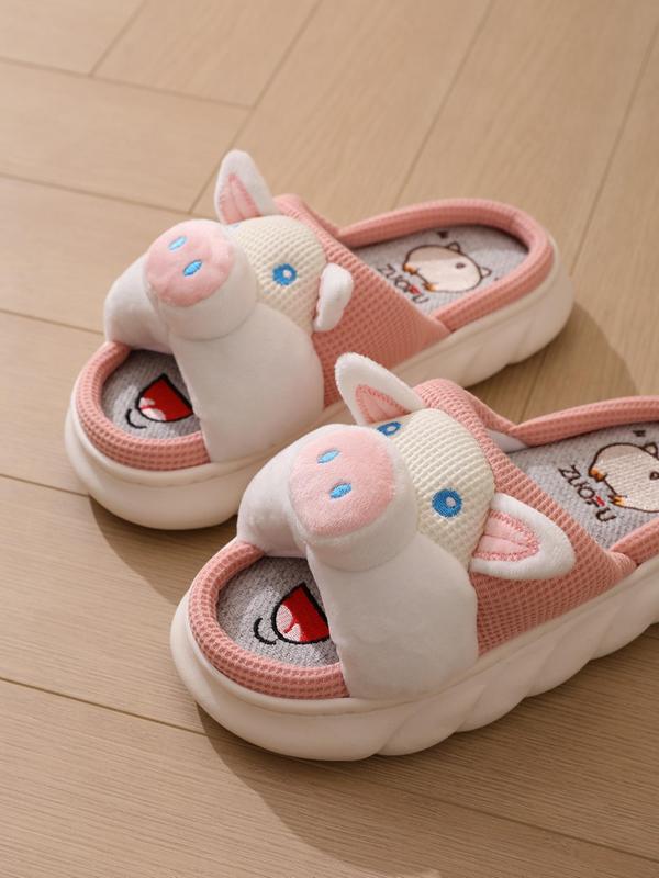 2024 New Trendy Cute Cartoon Animal Design Slippers, Matching Non-slip Soft Comfortable Bedroom Slide Slippers for Cozy Corner, Casual Kawaii Basic Slippers for Fall & Winter Footwear for Girl