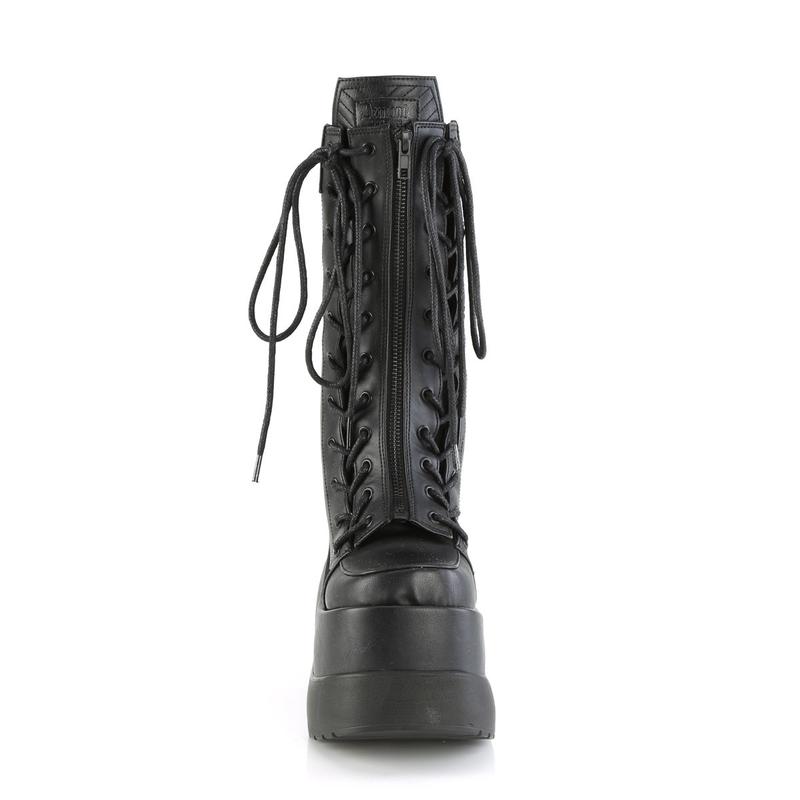 Demonia Void-118 Black Vegan Leather-Patent Ankle Boots