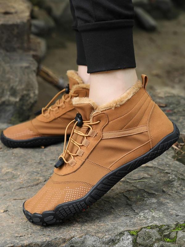 Men's Sporty Lace Up Ankle Boots, Casual Warm Non-slip Snow Boots for Outdoor Activities, Male All-match Trendy Comfort Shoes for Fall & Winter Footwear for Boy