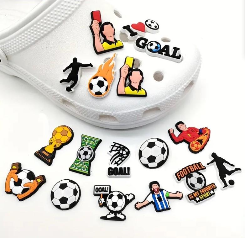 18pcs Football Series Shoe Charms For Crocs Jibbitz Bubble Slides Sandals Footwear Comfort