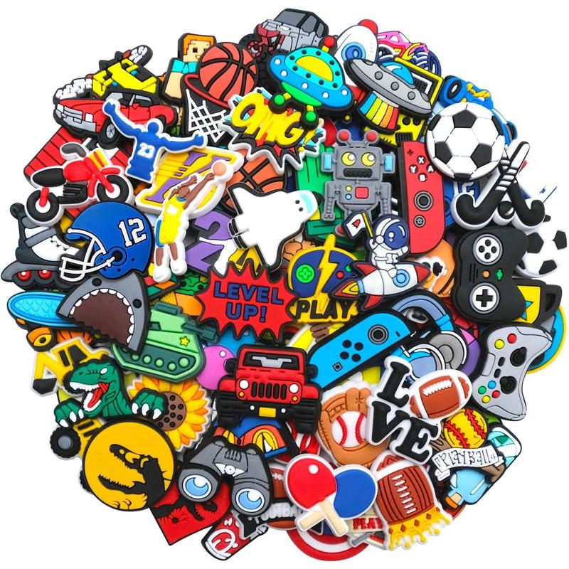 30 50 100Pcs Pack Shoe Decorations Charms for Boys Teens K ids PVC Clog Accessories Pins Fit for Garden Sandals Wristband Bracelet