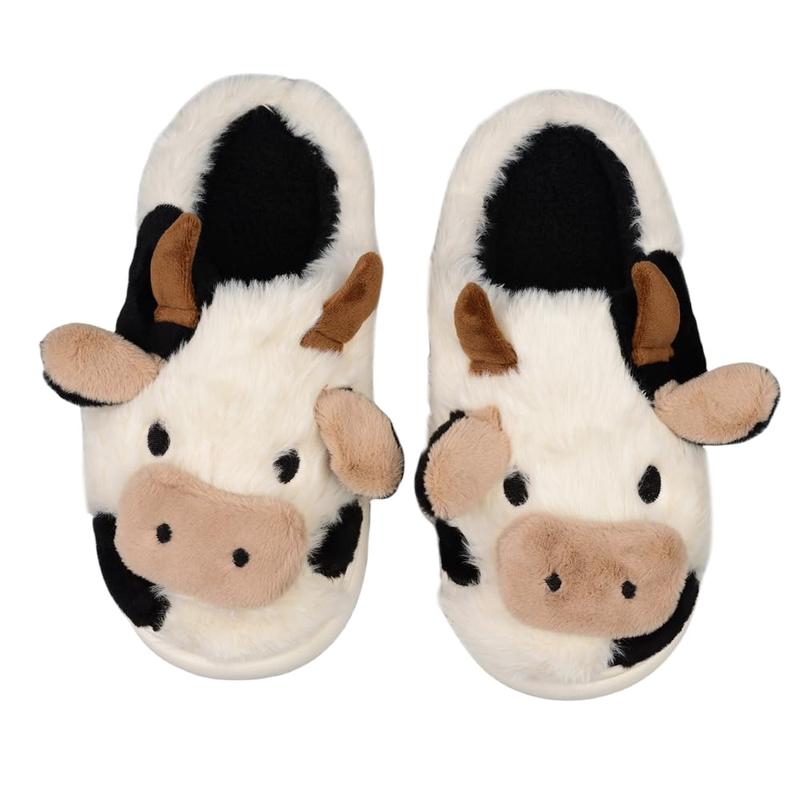 Cartoon Dog Cotton Slippers,Cute Animal Cow Fuzzy Slippers for women,Winter Indoor Outdoor Slippers Non-Skid Shoes  Footwear for men house slipper