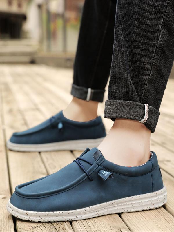 Men's Casual Solid Color Lace Up Loafers, Fashionable Breathable Comfortable Loafers for Daily Wear, Lightweight Breathable Shoes for All Seasons