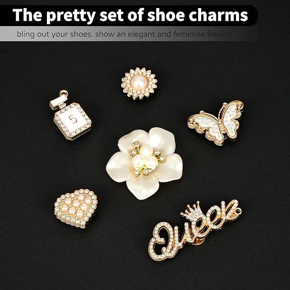 Bling Shoe Charms Girly Charms Bling Chain Shoes Accessories for Women Flower Clog Shoes Decoration Jewels Bling Cute Dcor Shoes Butterfly Jewelry Decorations for Party Favors Birthday Gifts