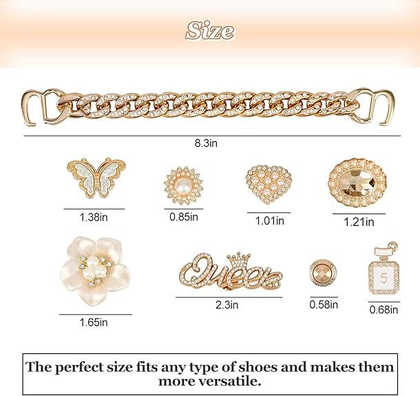 Bling Shoe Charms Girly Charms Bling Chain Shoes Accessories for Women Flower Clog Shoes Decoration Jewels Bling Cute Dcor Shoes Butterfly Jewelry Decorations for Party Favors Birthday Gifts