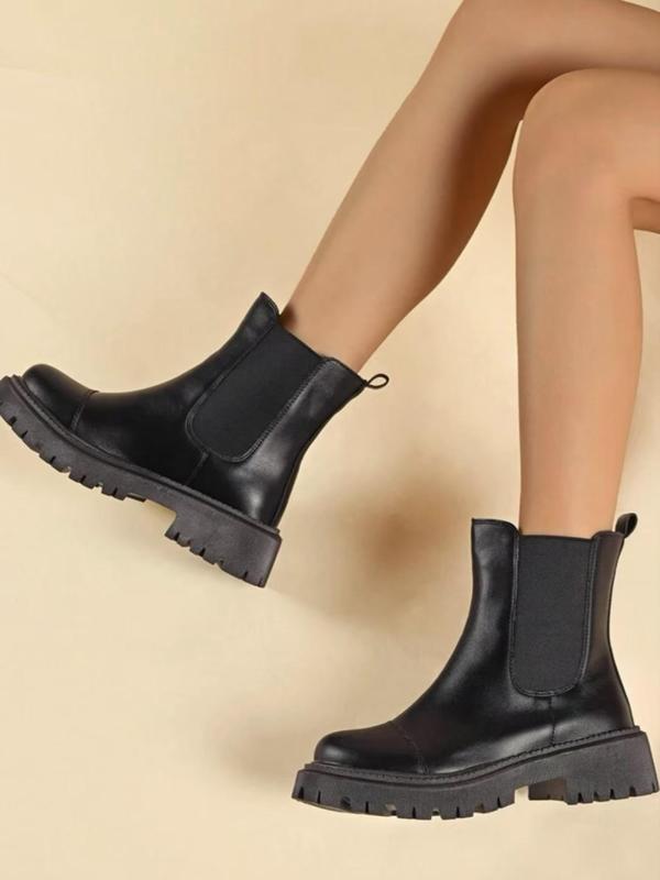 Women's Fashionable Solid Color Chelsea Boots, Casual Comfortable Thick Sole Boots for Daily Wear, Perfect for Students and Outdoor