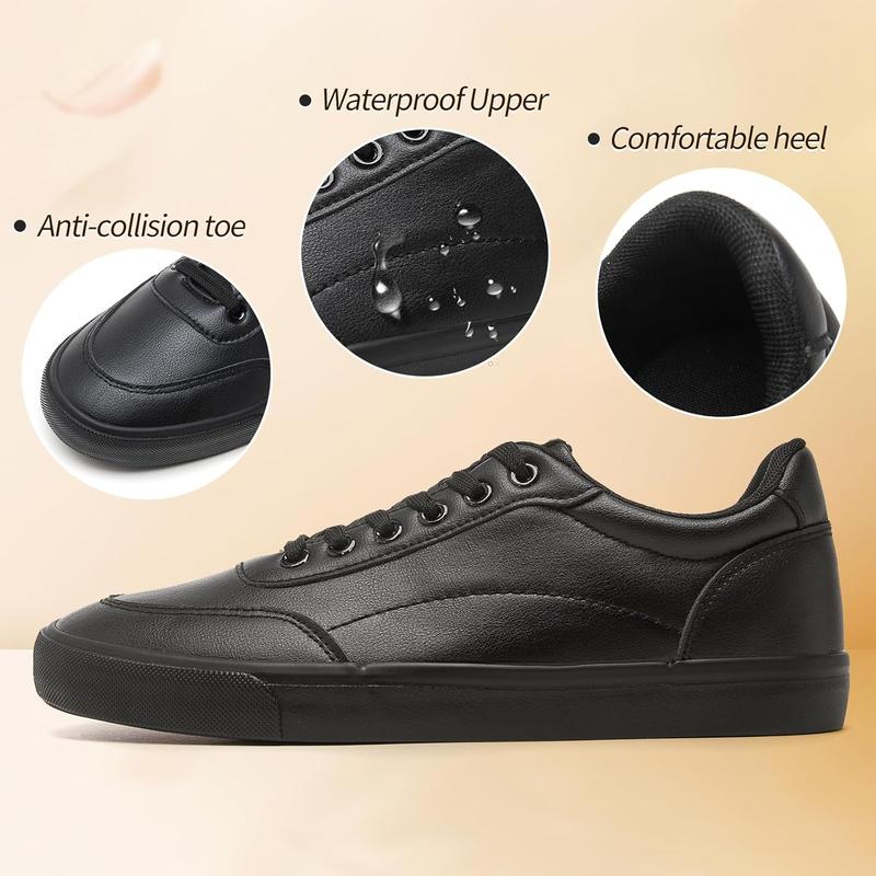 Men's White Low Top Sneaker Classic Casual Sneakers for Men Comfortable PU Leather Tennis Shoes