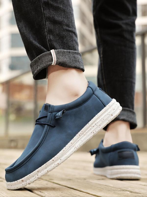 Men's Casual Solid Color Lace Up Loafers, Fashionable Breathable Comfortable Loafers for Daily Wear, Lightweight Breathable Shoes for All Seasons