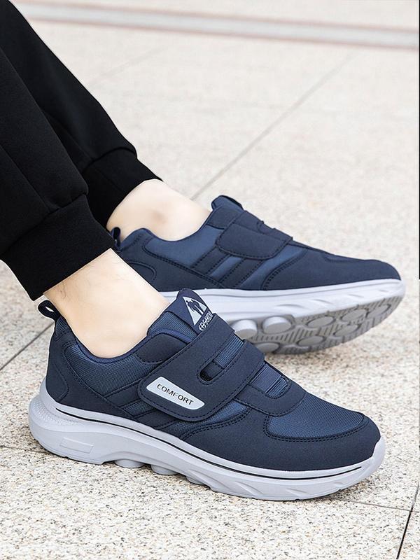 Men's Fashionable Contrast Mesh Design Velcro Sneakers, Casual Comfortable Breathable Sports Running Shoes, Male All-match Round Toe Shoes for Daily Wear