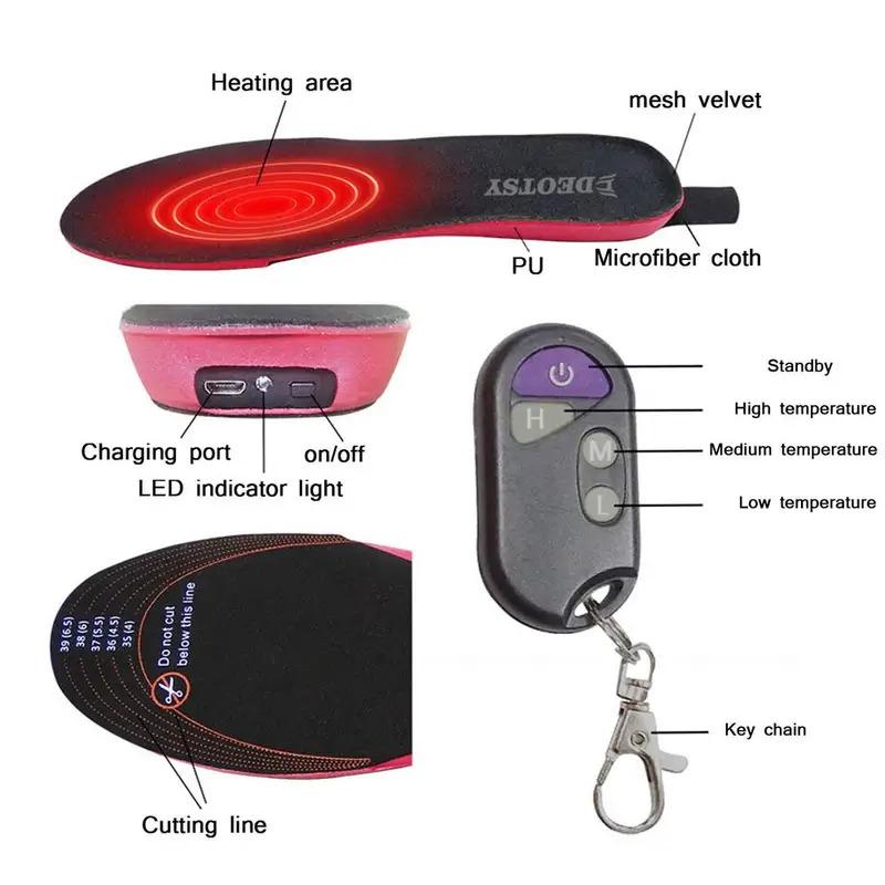 Winter Electric Heating Insole 2100MAh Rechargeable Remote Control Heating Insole Camping Warm Foot Mat Shear Insole