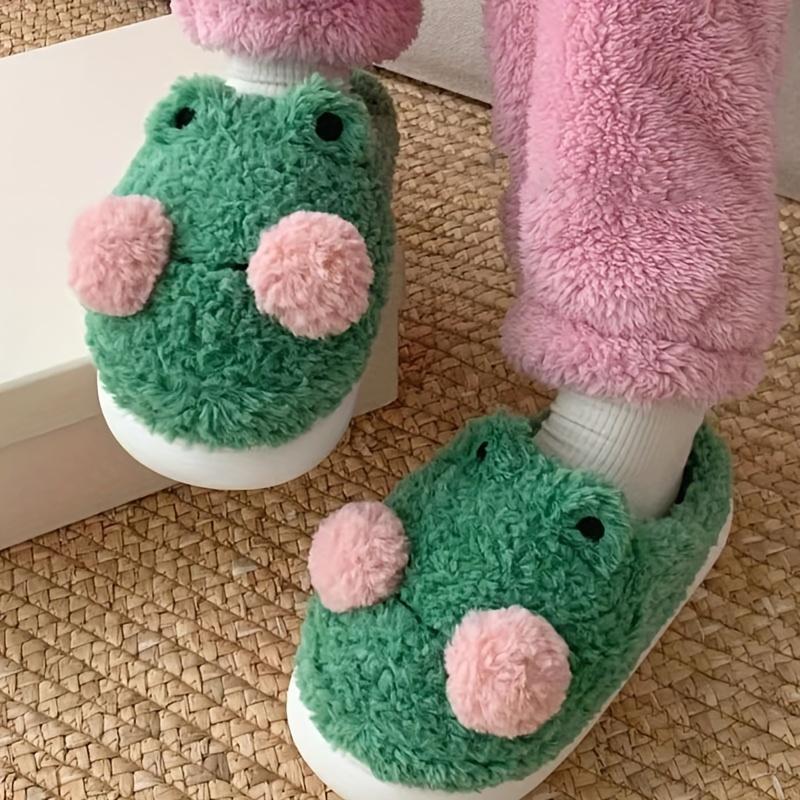 Adorable Frog Design Indoor Slippers - Ultra-Soft Plush Lined, Effortless Slip-On, Premium Comfort for Cozy Home Living