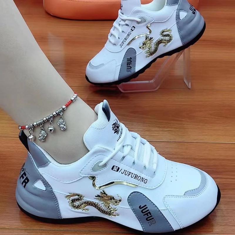 Women's shoes 2024 fall color-blocking leather soft bottom casual shoes women's sneaker height increasing insole women's shoes