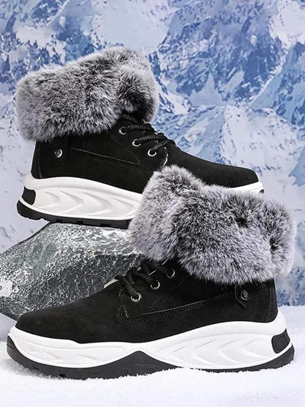 Men's Solid Color Ankle Boots, Casual Comfortable Warm Snow Boots for Outdoor Activities, Fashionable Sports Shoes for Men & Women