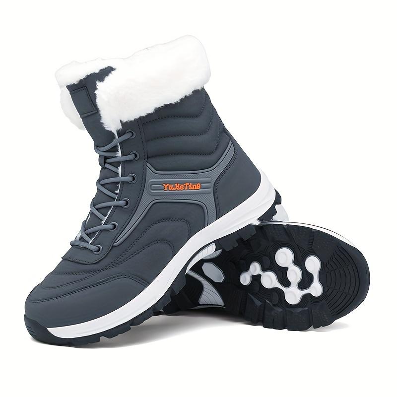 Men's Fashion High-Top Snow Boots, with Soft Warm Lining, Lace-up Sneaker, with Buckle and Velcro, Comfortable Outdoor Walking Travel Shoes-Winter