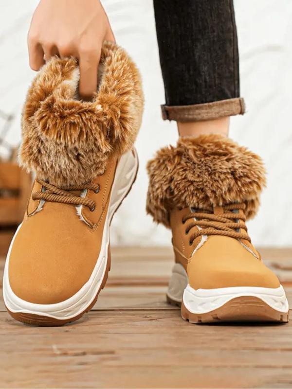 Men's Solid Color Ankle Boots, Casual Comfortable Warm Snow Boots for Outdoor Activities, Fashionable Sports Shoes for Men & Women