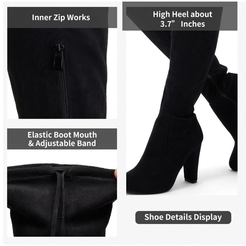 Women's 993 Thigh High |Over The Knee Boots Suede Long Boot with Inner Zipper Walking Shoes Footwear Block Heel