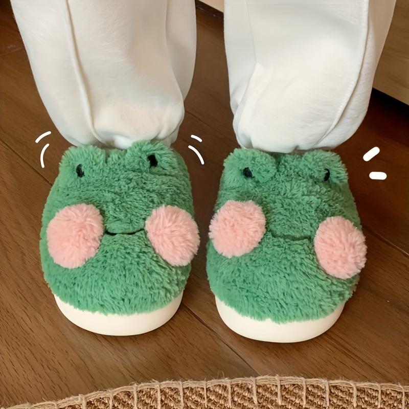 Adorable Frog Design Indoor Slippers - Ultra-Soft Plush Lined, Effortless Slip-On, Premium Comfort for Cozy Home Living