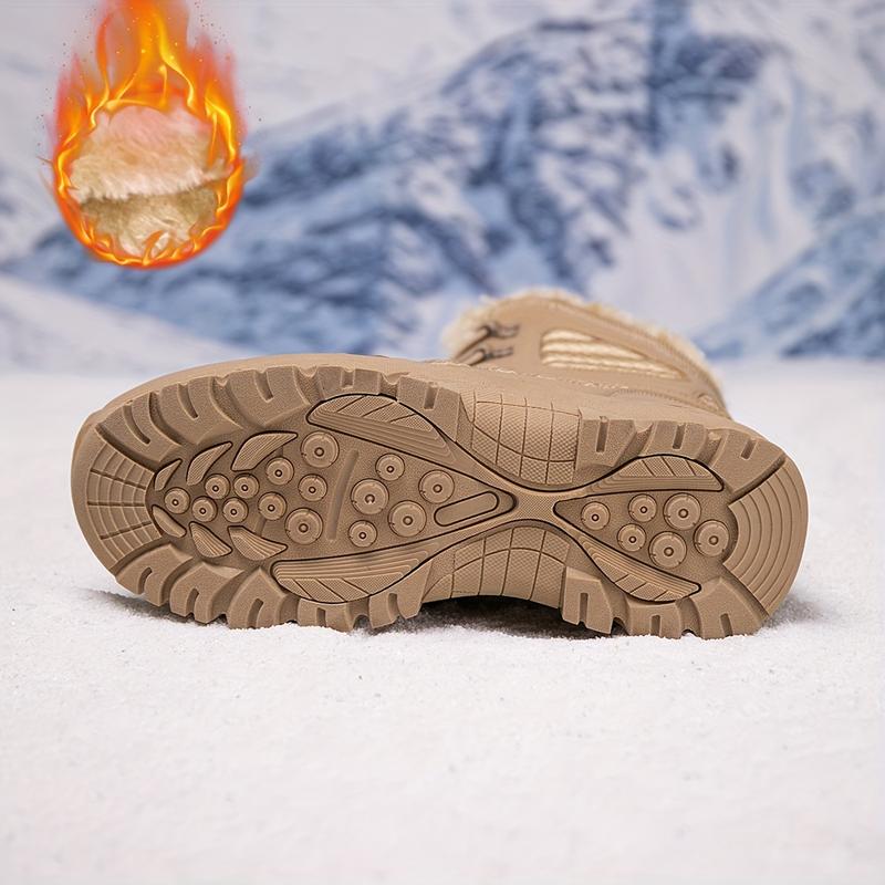 Men's Fashion Middle Snow Boots-Platform, Lace-up, Winter Outdoors Movable Thermal Fleece Lining Footwear Walking Shoes