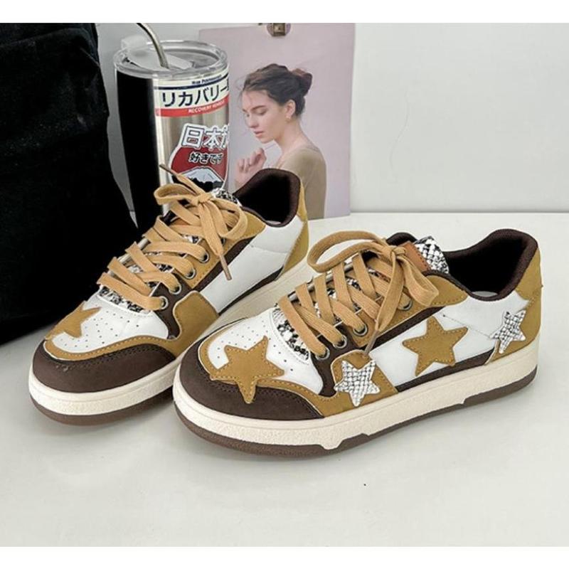 Old Star Platform Shoes, Cute Sneakers for Women Walking Outdoor, Fashionable Lace-up Shoes, Breathable Casual Shoes