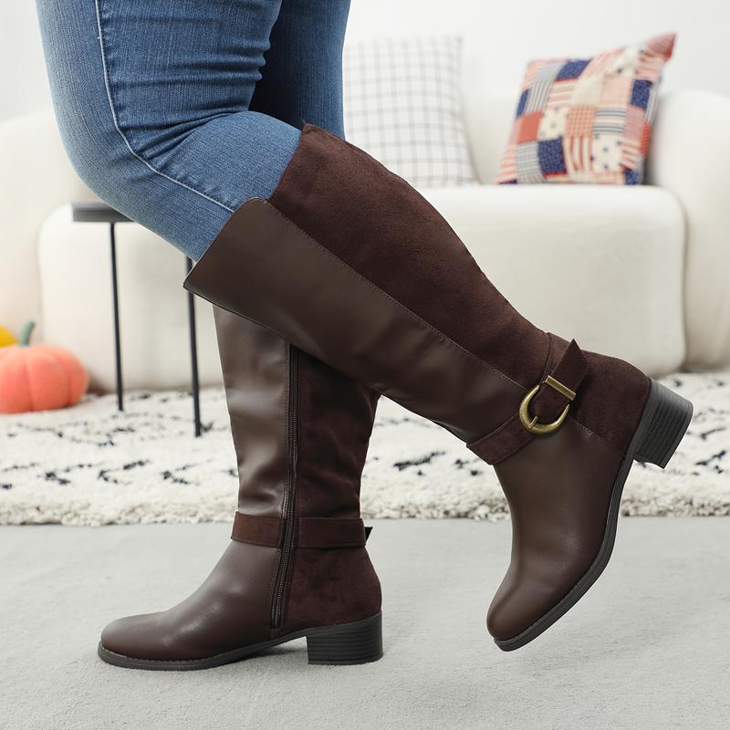 Women's Extra Wide Calf Zipper Side Open Knee Boots