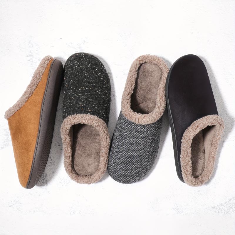 Men's Cozy Plush Lined Memory Foam Slippers, Warm And Non-slip