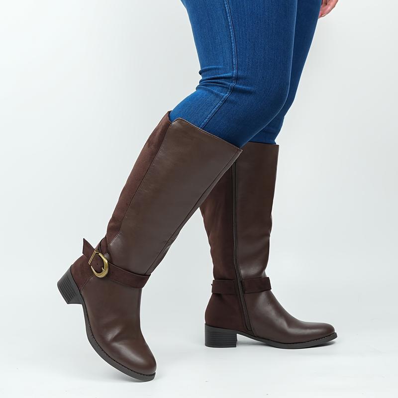 Women's Extra Wide Calf Zipper Side Open Knee Boots