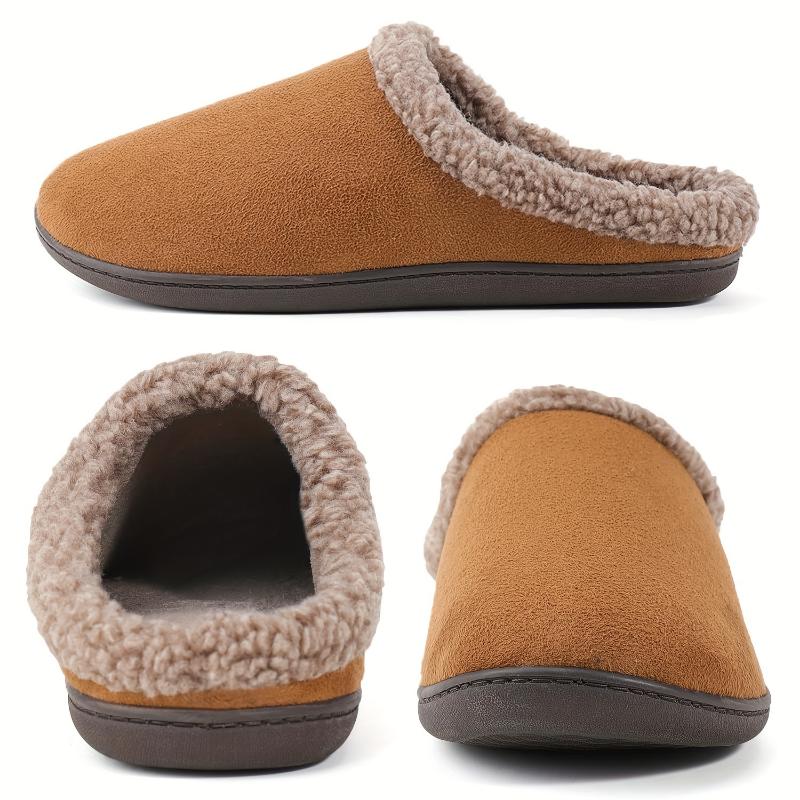 Men's Cozy Plush Lined Memory Foam Slippers, Warm And Non-slip