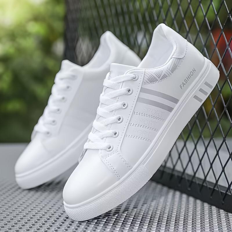 Men's Trendy Breathable White Shoes Outdoor Comfortable Walking Sneakers, Casual Shoes For Men, Men's Shoes, Spring And Autumn Closed Boy